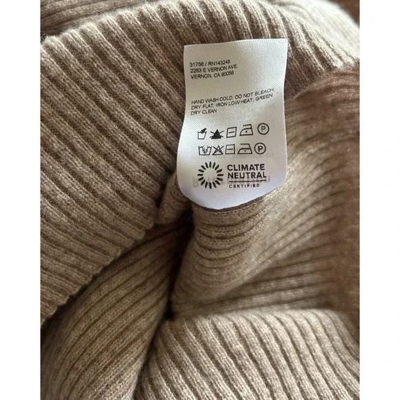 Reformation Aries Cashmere Sweater Women Size Small Oatmeal Cropped Tie Back L/S - Picture 6 of 10